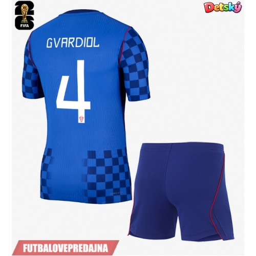 Lacne Dětský Futbalové dres Chorvátsko Josko Gvardiol #4 MS 2026 Krátky Rukáv - Preč (+ trenírky)